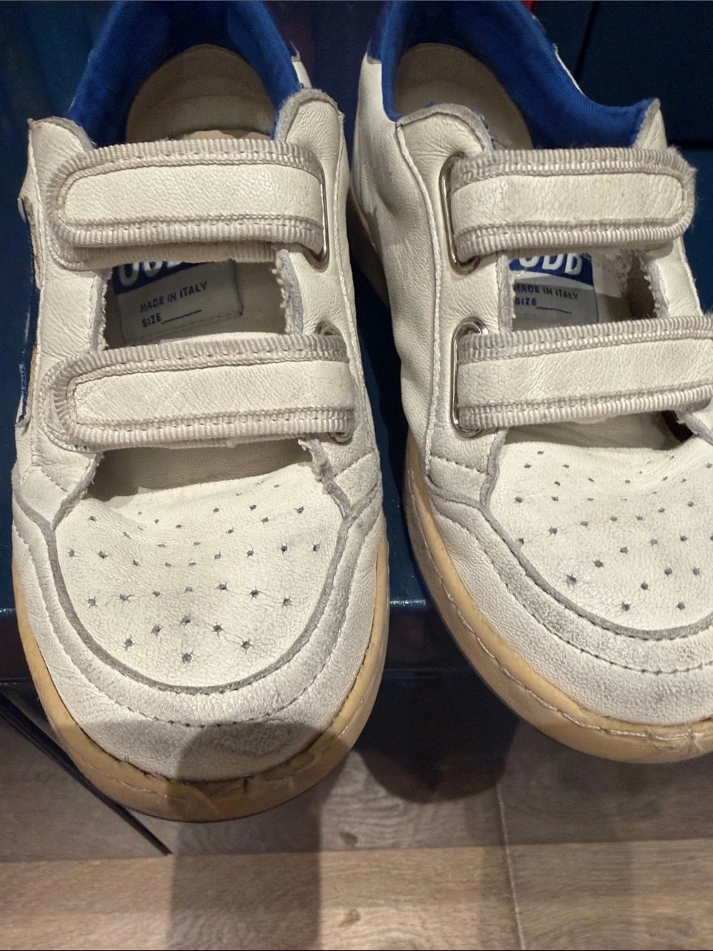 Golden Goose Kids White Sneakers with Blue Star Accent